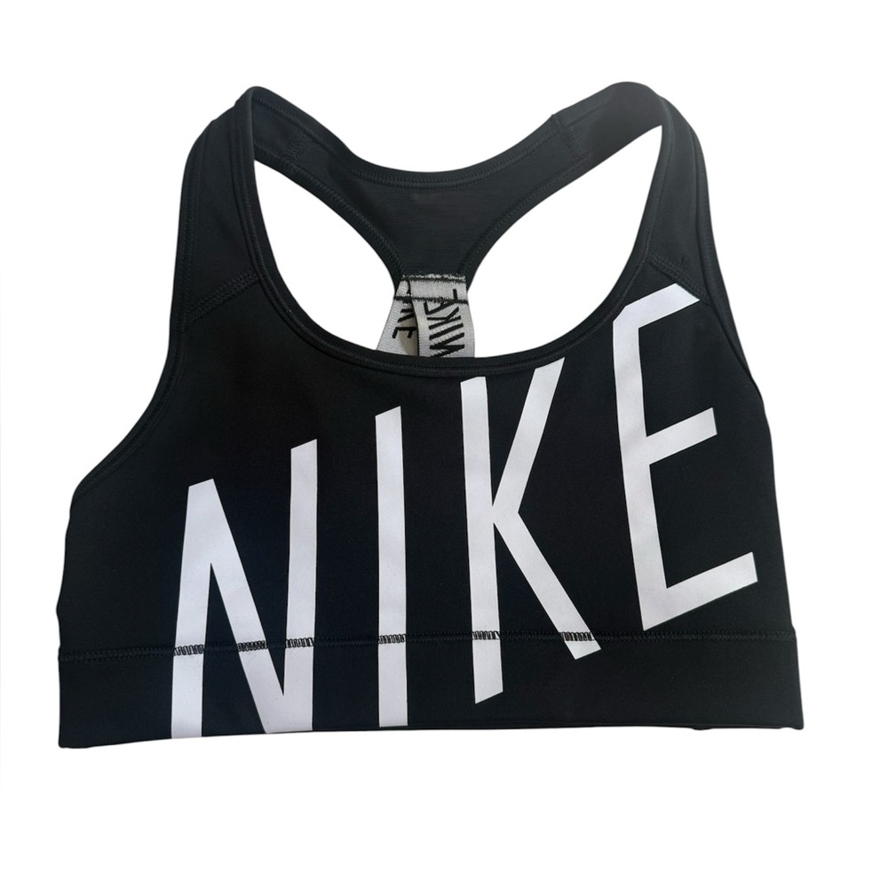 Nike Black Dri-FIT Sports Bra with White Logo